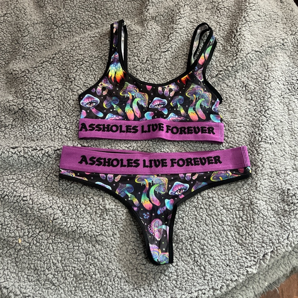 Colorful Graphic Bra Set